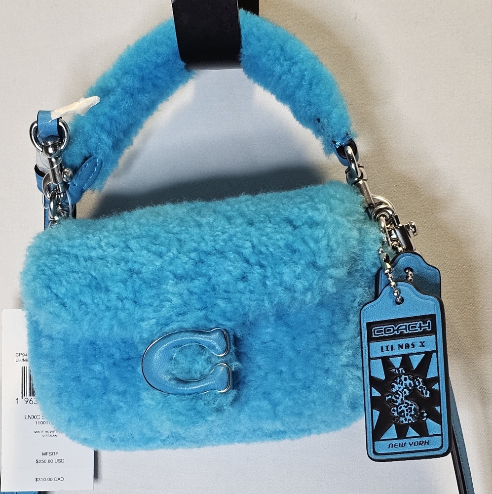 Coach Lil Nas X Drop Tabby 12 Shearling Montero Blue Crossbody Bag - Picture 4 of 11